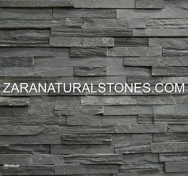 Ebony Thin Strips Fireplace Decorative Stone Veneer