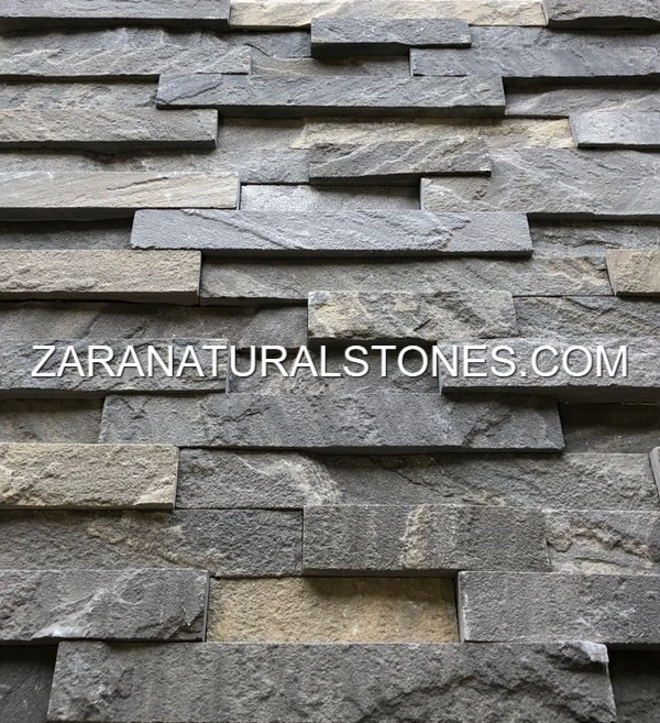 Imperial Black Step Wall Facing Fireplace Veneer Stones