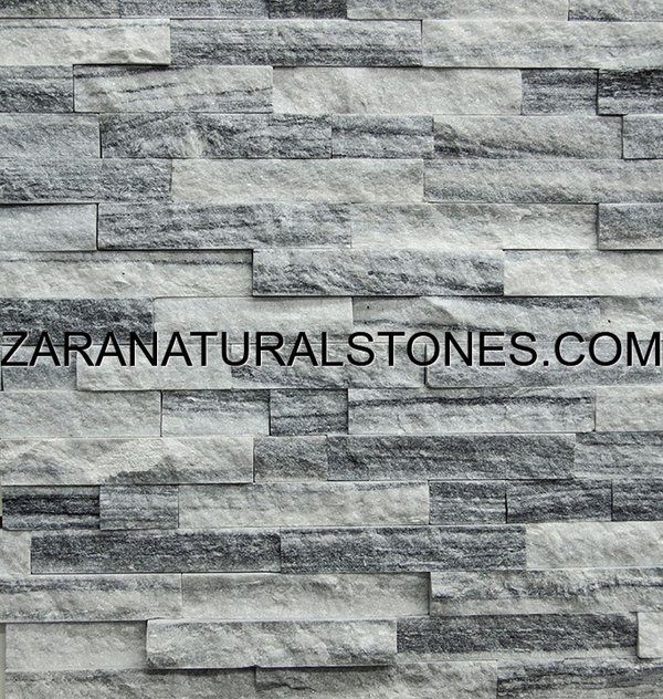 Snow Grey Thin Strips Fireplace Decorative Stone Veneer